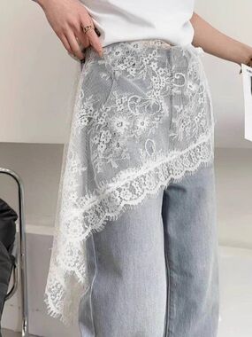 Lace Overlay Skirt Wrap Skirt